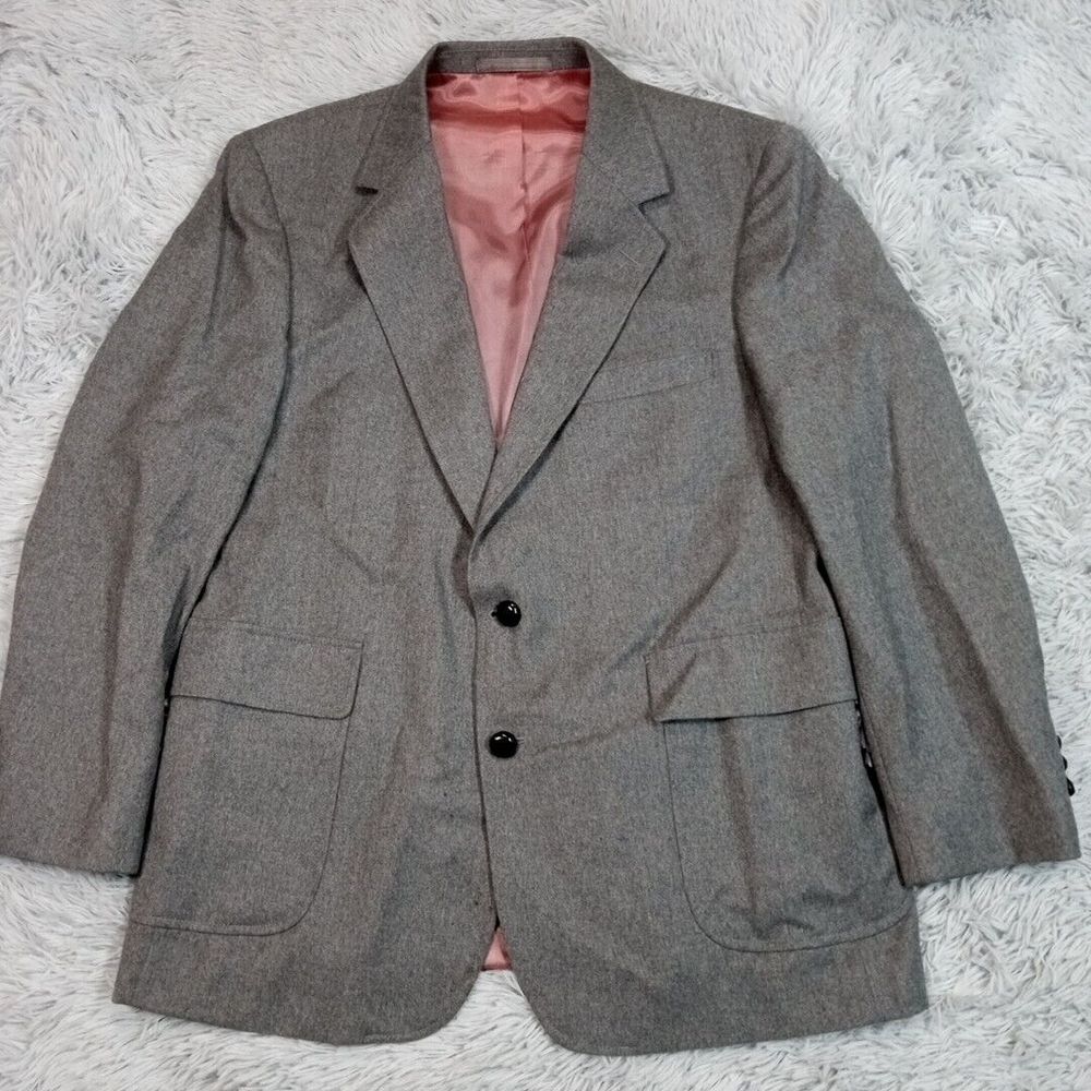 Vintage Woodmere Suit Jacket Mens S 42 Gray Wool Pockets Buttons‎ Career Banker